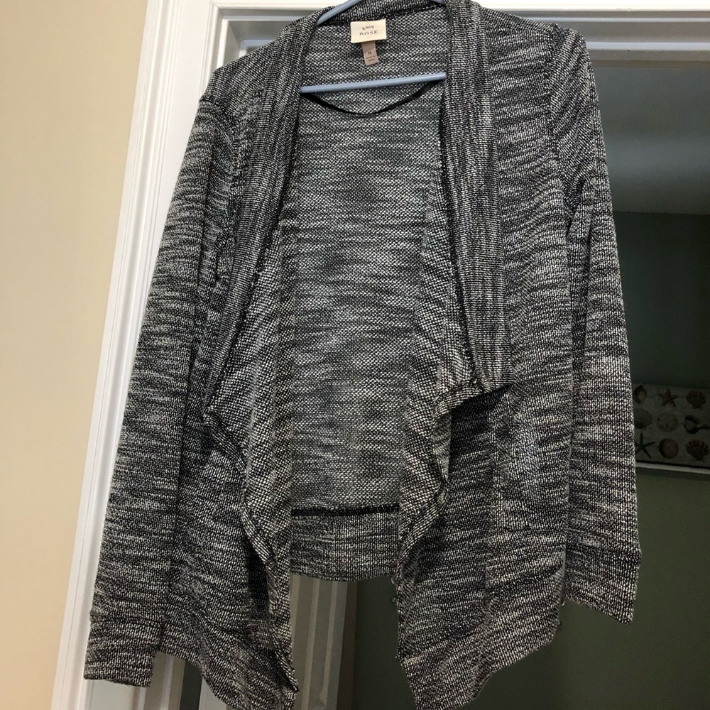 Black and White Knox Rose Cardigan
